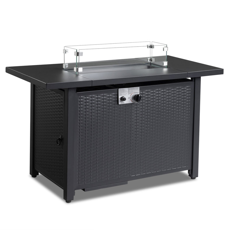 Inessa 24.8'' H x 43'' W Stainless Steel Propane Outdoor Fire Pit Table with Cover