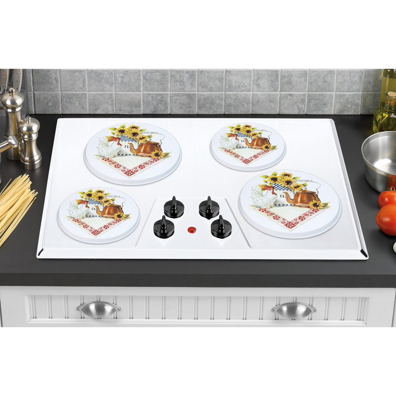 Set of 4 Reston Lloyd burner hotplates, Coq et bouilloire en cuivre