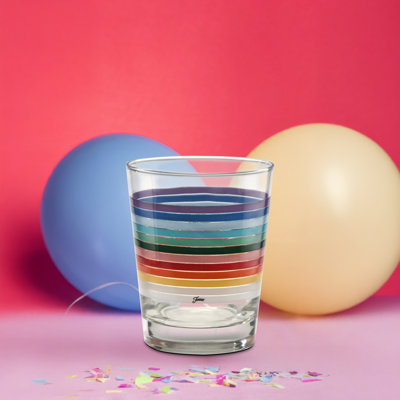 Fiesta 2026 All Colors Stripe 15-Ounce Tapered DOF Double Old Fashioned Glass Set of 4
