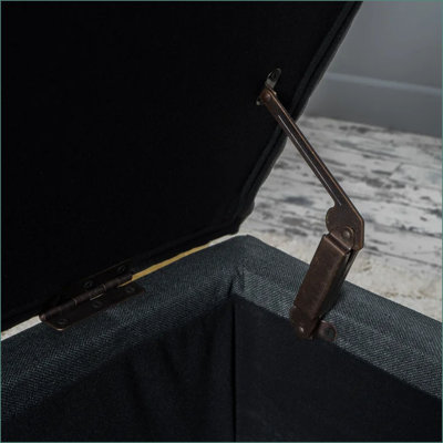 Repose-pieds avec rangement, banc contemporain de 51 po de large pour le salon, la chambre à coucher et le vestibule | Noir | Bois