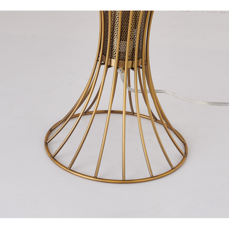Transitional 1-Light Antique Brass Metal Table Lamp With A Clear Crystal Ball