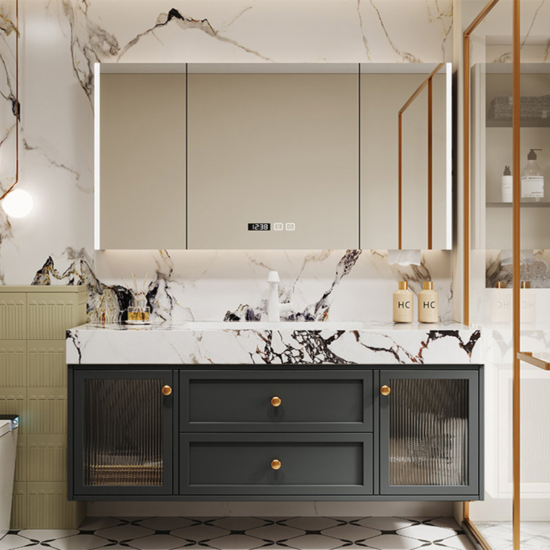 Armoire de salle de bain à la française, Noir, noir, noir, noir, 51"