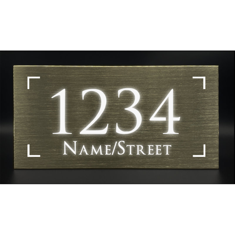 Panneau d'adresse en aluminium illuminé, Bronze clair, Oui