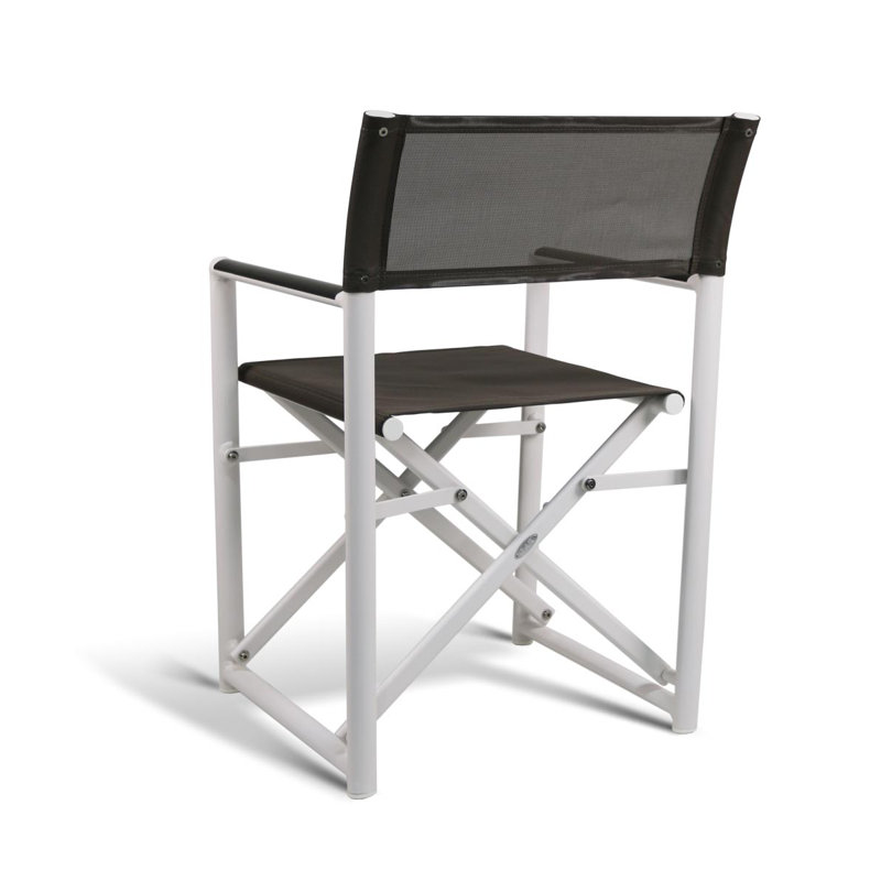 Campaign Folding Armchair, White/Taupe