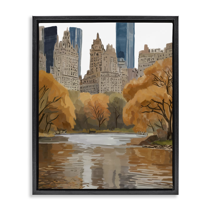 "Autumnal New York Across River", art mural sur toile flottante, design par Amelia Noyes, H 21 po x l 17 po