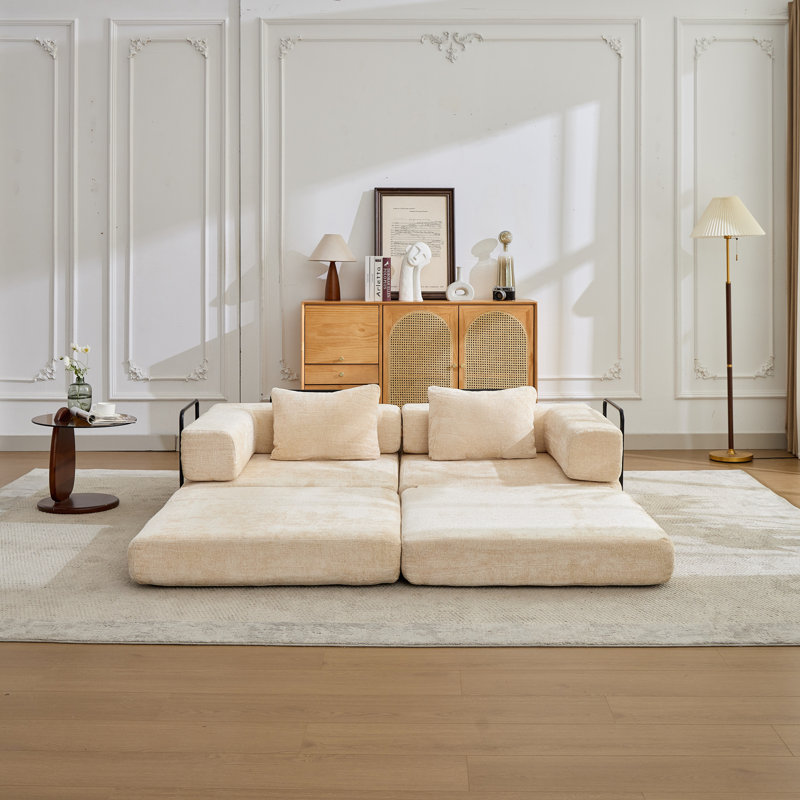 Canapé-lit Chenille, Beige