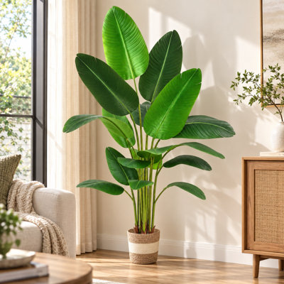 6 Ft Artificial Bird of Paradise Tree with Woven Planter
