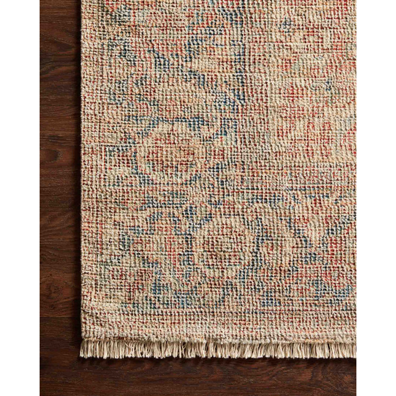 Jacarra Square Amanda Oriental Hand-Woven Flatweave  1'6" x 1'6" Beige/Red Area Rug, Square 1'6"