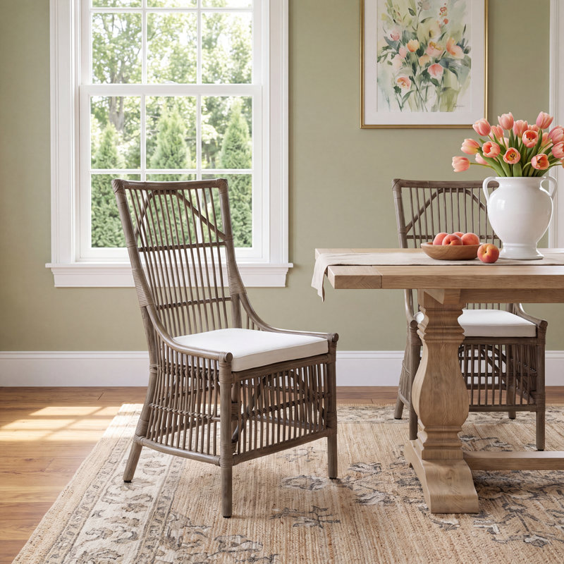 Barkley Wicker/Rattan Slat Back Side Chair, Brown
