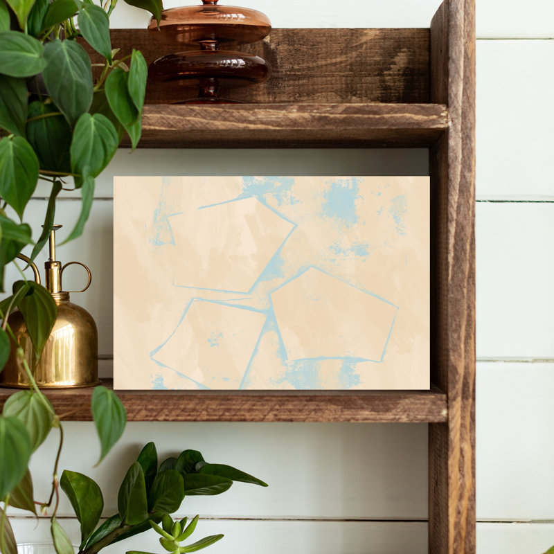 Abstrait formes pastel bleu et blanc abstrait contemporain paysage nature art mural, H 18 po x l 12 po