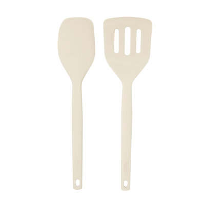 Tovolo Elements Silicone Spatula and Slotted Turner Set of 2 for Non-Stick Cooking, Oatmeal