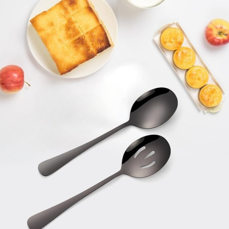 Damariah 10 Piece Stainless Steel Hostess Set, Black