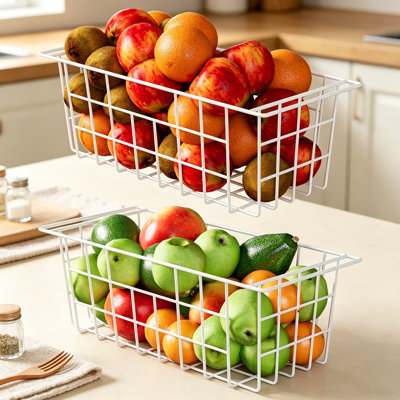 Paniers de rangement de coffre avec poignées, bacs de rangement en fil métallique pour congélateur, organisateur de réfrigérateur et rangement pour collations, fruits, légumes, viande et garde-manger