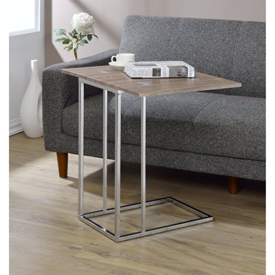 Table d'appoint rectangulaire - Plateau de rallonge pliable 12 "24" Fabrication en bois et en chêne synthétique chic et pliable / pivotant pour salon moderne