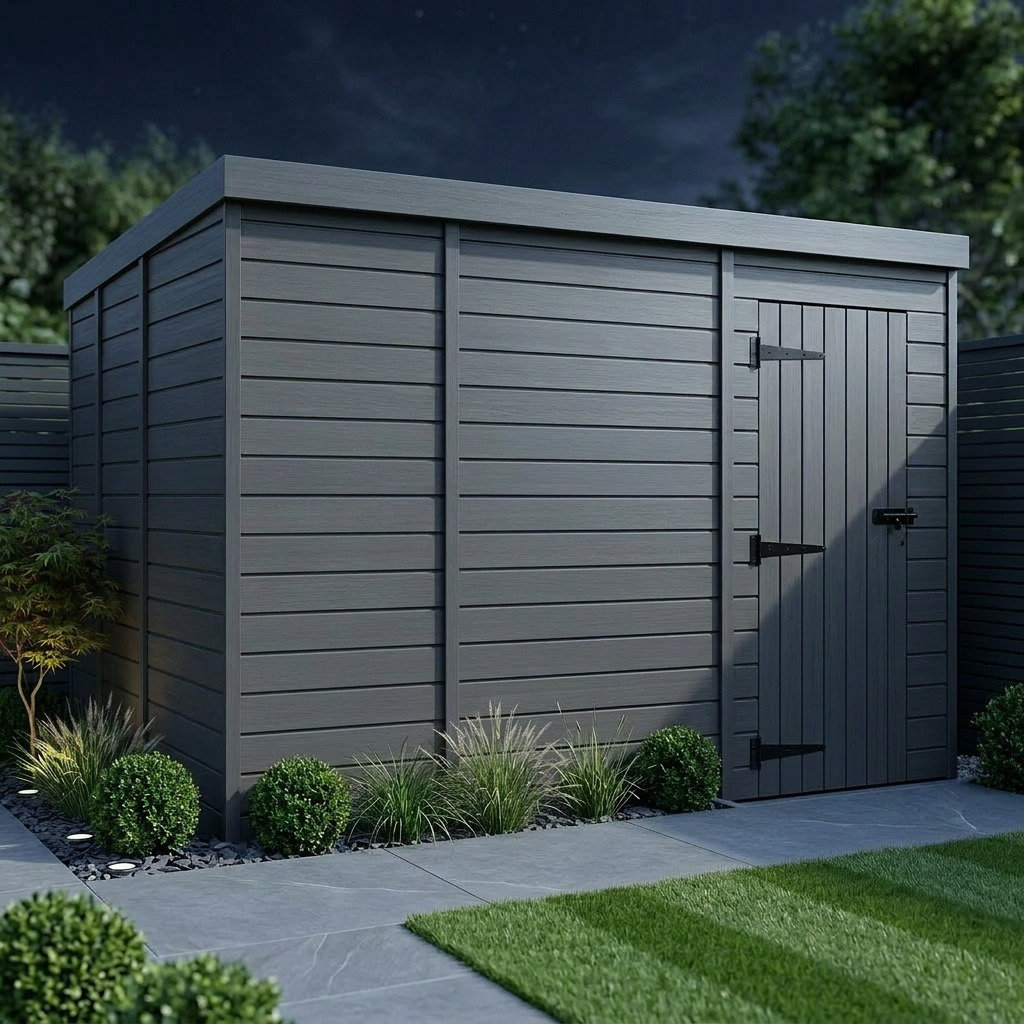 Total Sheds 11ft x 8ft Composite Pent Garden Shed - Single Door - No Windows - EPDM Rubber Roof - UK Manufactured