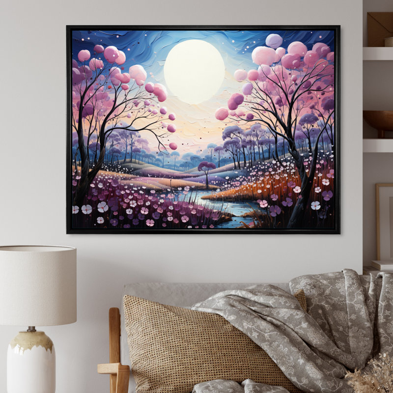 «Meadow Melody I» sur toile, Cadre flottant noir, H 34 po x l 44 po x P 1,5 po