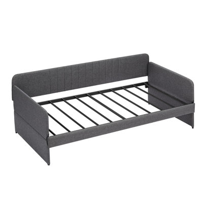 Lit de jour gris simple avec lit gigogne, cadre en fer pour une chambre à coucher moderne, lit gigogne simple, métal stable ou salon