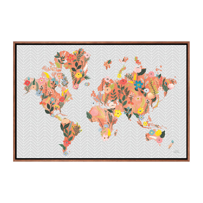 «Wild Garden World Gray» par Laura Marshall - impression d'art graphique, H 40 po x l 26 po x P 1,5 po, Pas de tapis