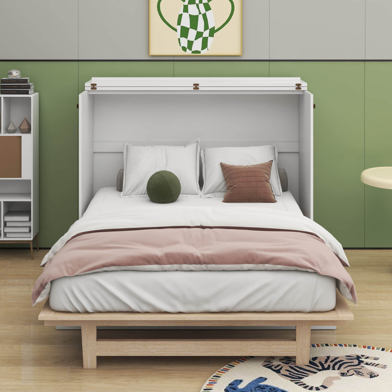 Grand lit escamotable avec tiroirs, Blanc