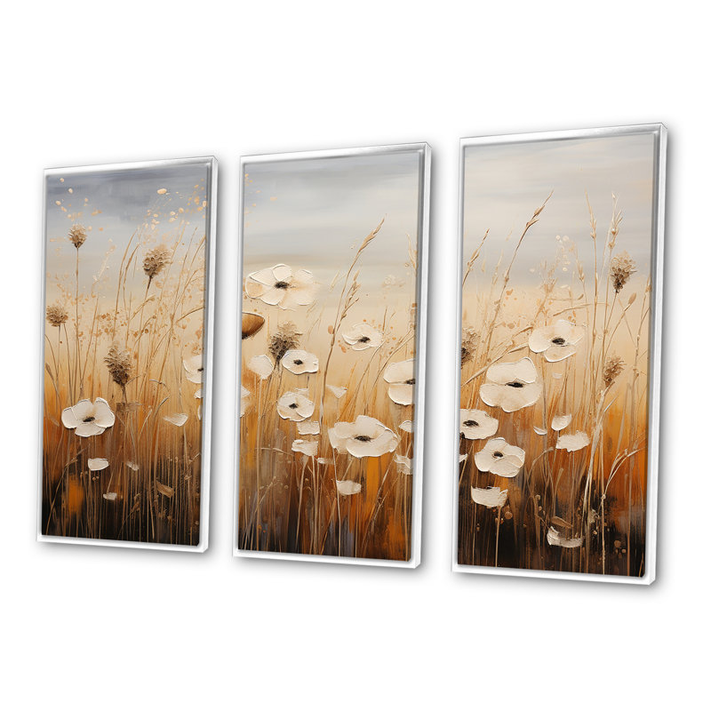 Minimalisme «Meadow Magic I», ensemble de reproductions d'art mural, Cadre flottant blanc, H 32 po x l 48 po x P 1 po