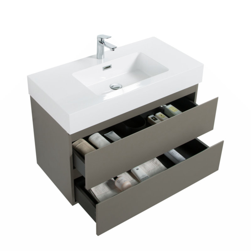 Meuble-lavabo mural simple avec plateau en mélamine 35,8 po Climon