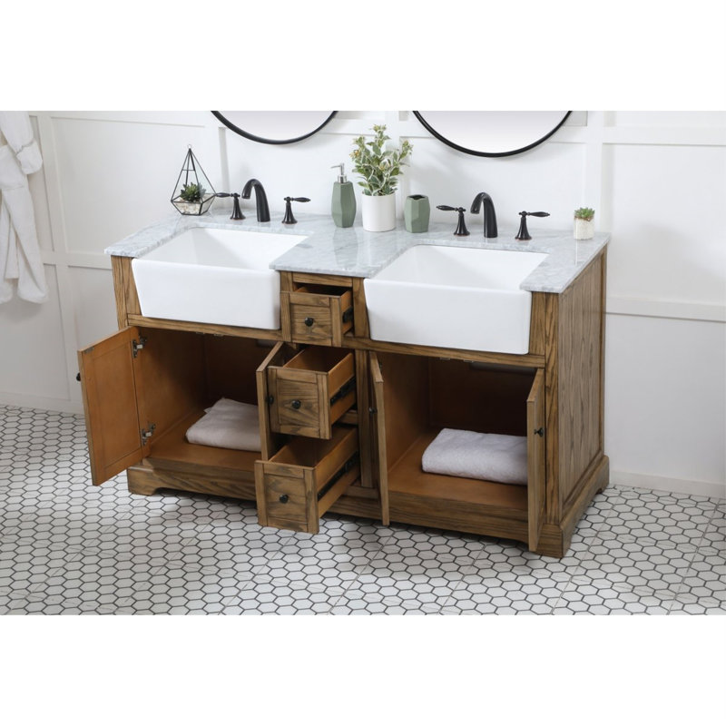 Ensemble de meuble-lavabo double 60 po Pardue, Driftwood