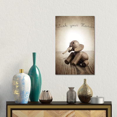 Zooline Elephant Wash Your Hands by Saint And Sailor Studios - Gallery-Wrapped Canvas Giclée on Canvas