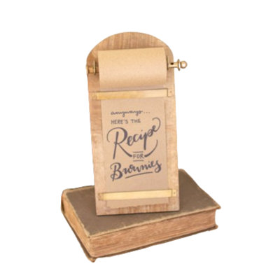 Kalalou Wooden Tabletop Note Roll 12"H Tan Wood Paper Farmhouse Desk Decor