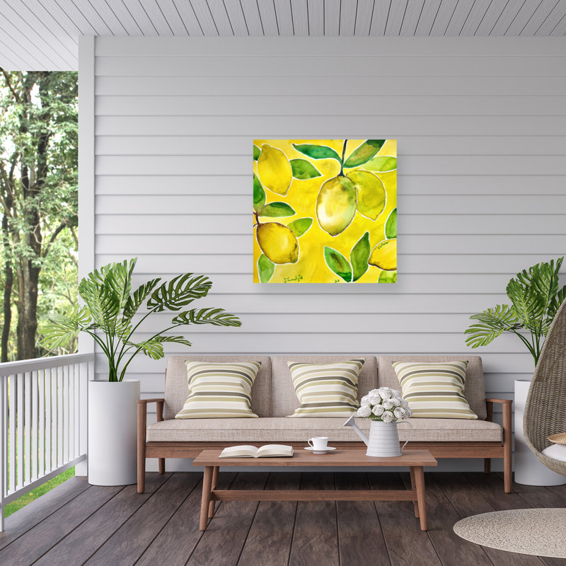 Julija Belickien Yellow Lemons Outdoor  Canvas, 24" H x 24" W
