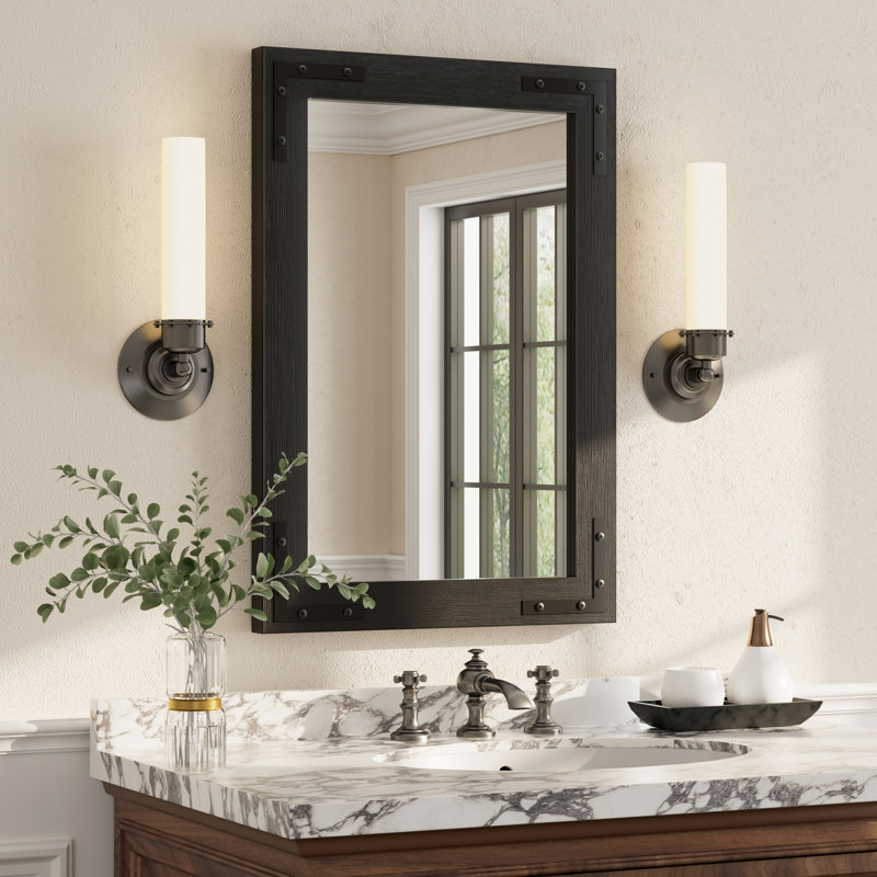 Miroir mural Amara Rustic Farmhouse, 26 po x 18 po, Noir