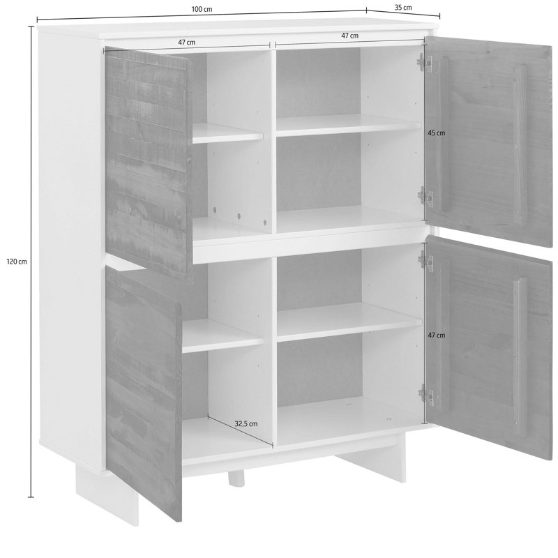 Serci 100cm Sideboard, White Brown