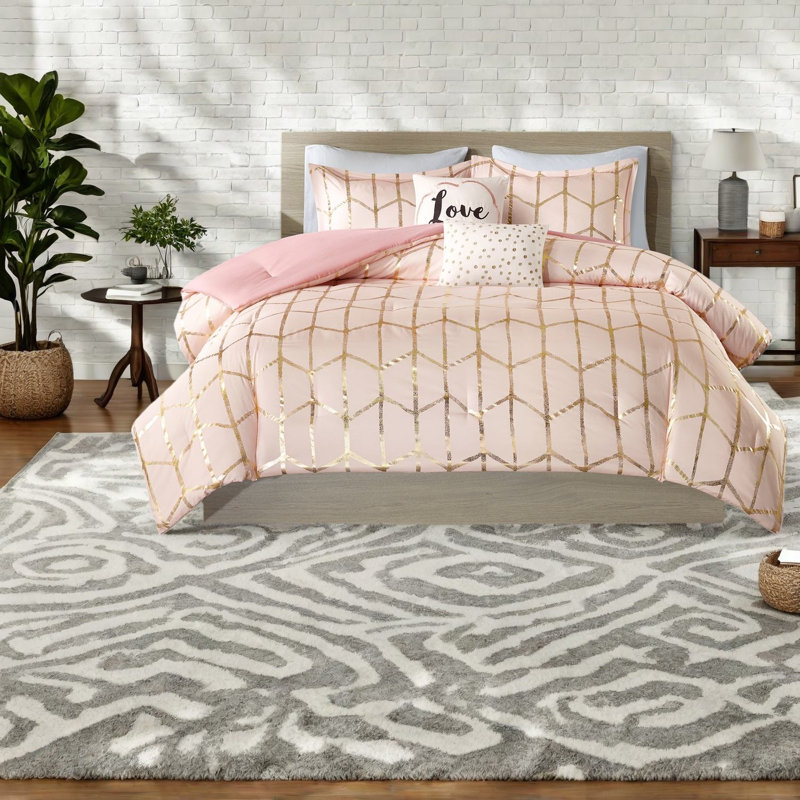 Premium 5-piece Comforter Bedding Sets, Polyester Microfiber, Contemporary Style For Home
