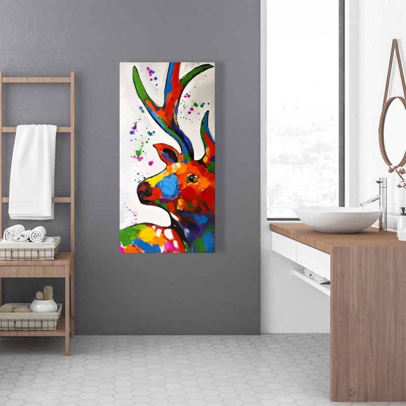 Abstract  Deer Canvas Art | Home Decor Paint Splash
