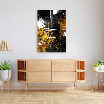 Golden Cello Melody, art mural abstrait contemporain