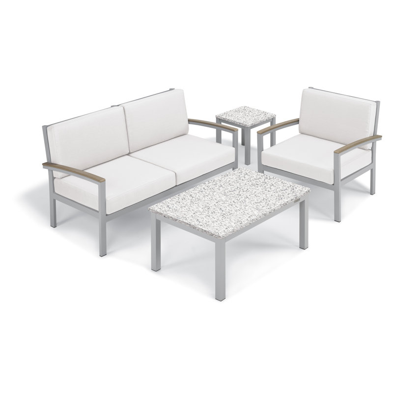 Travira Patio Chair with Cushions, Eggshell White, Tekwood Vintage