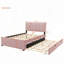 Lit plateforme tapissier en velours avec lit gigogne simple-118093237-118093238