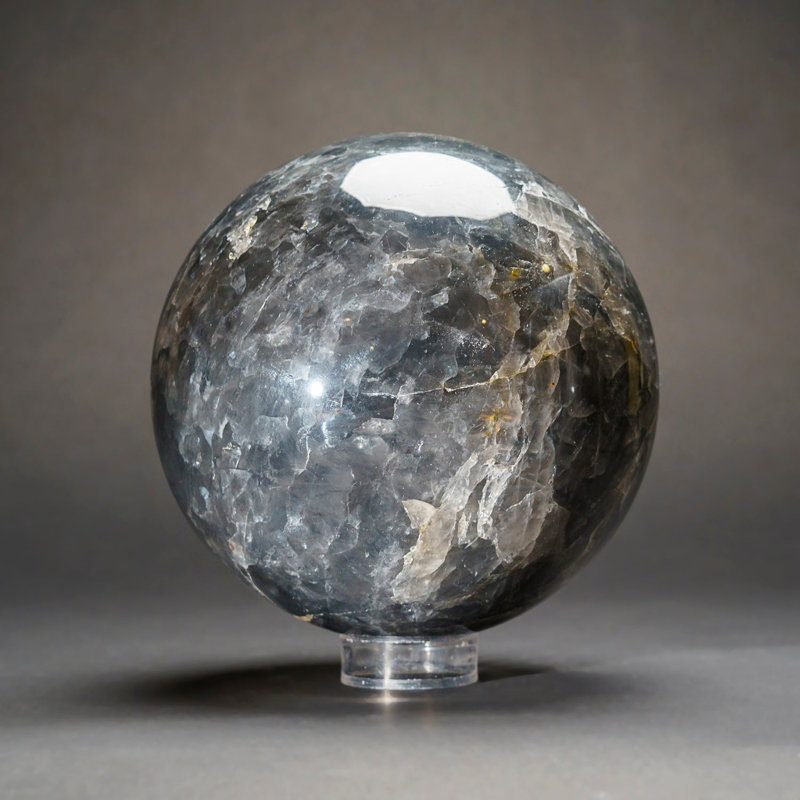 Véritable sphère de quartz bleu poli du Brésil (7 po, 13 lb)