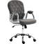 Chaise de bureau en molleton, gris foncé, bouton avec hauteur réglable et roues pivotantes rembourrées pour un confort durable Matériau gris, chaise de bureau stable