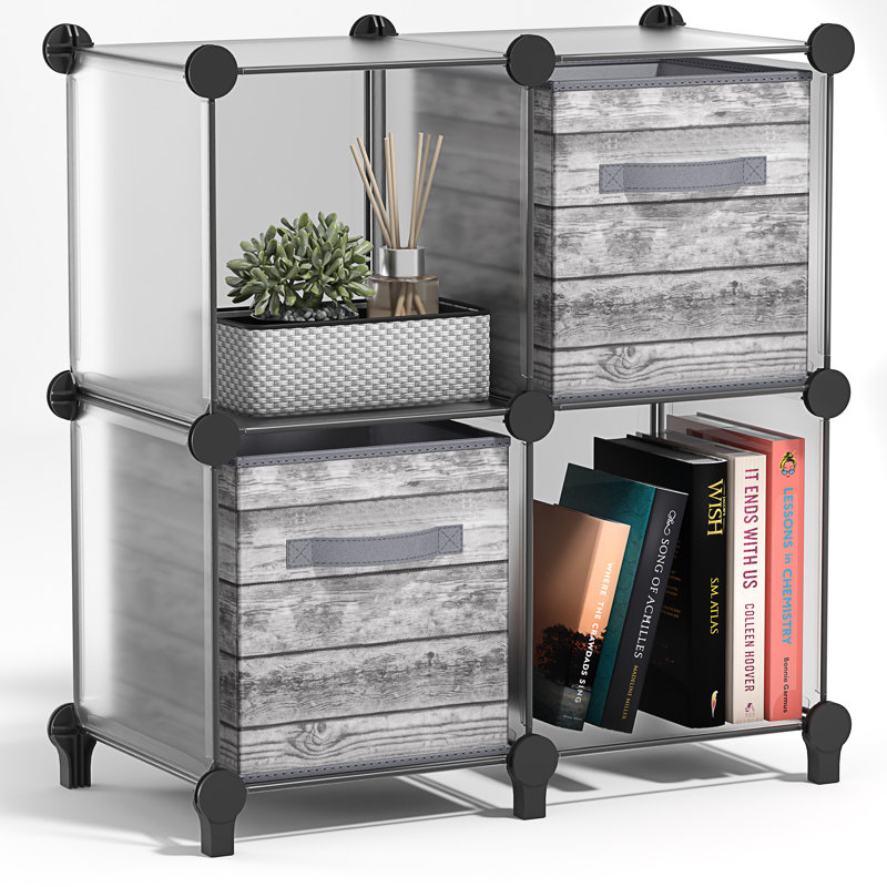 Sorbus Cube Storage Organizer – Waterproof Cubby Shelf for Closet, Toys, Books, Shoes, Décor – Space-Saving Bookshelf for Bedroom, Living Room, Kids’ Room, or Office, Clear, Set of 4