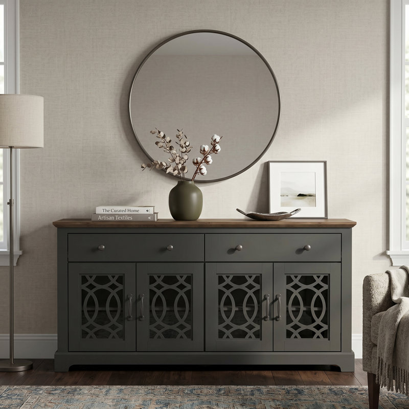 Allivia 58.7'' Wide 4 Drawer Sideboard, Black Oak/Knotty Oak