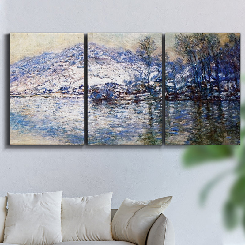 Argenteuil, la seine, 1872, reproduction sur toile, 3 pièces, H 48 po x l 96 po x P 2 po