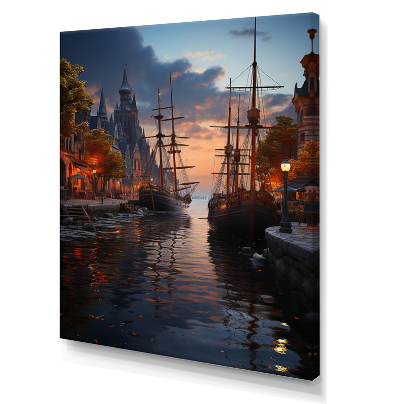 Helden, Allemagne, vue sur le port, Toile tendue, H 32 po x l 24 po x P 1 po