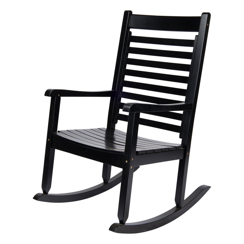 Alexander Modern Indoor/Outdoor Rocking Solid Wood Chair, Black