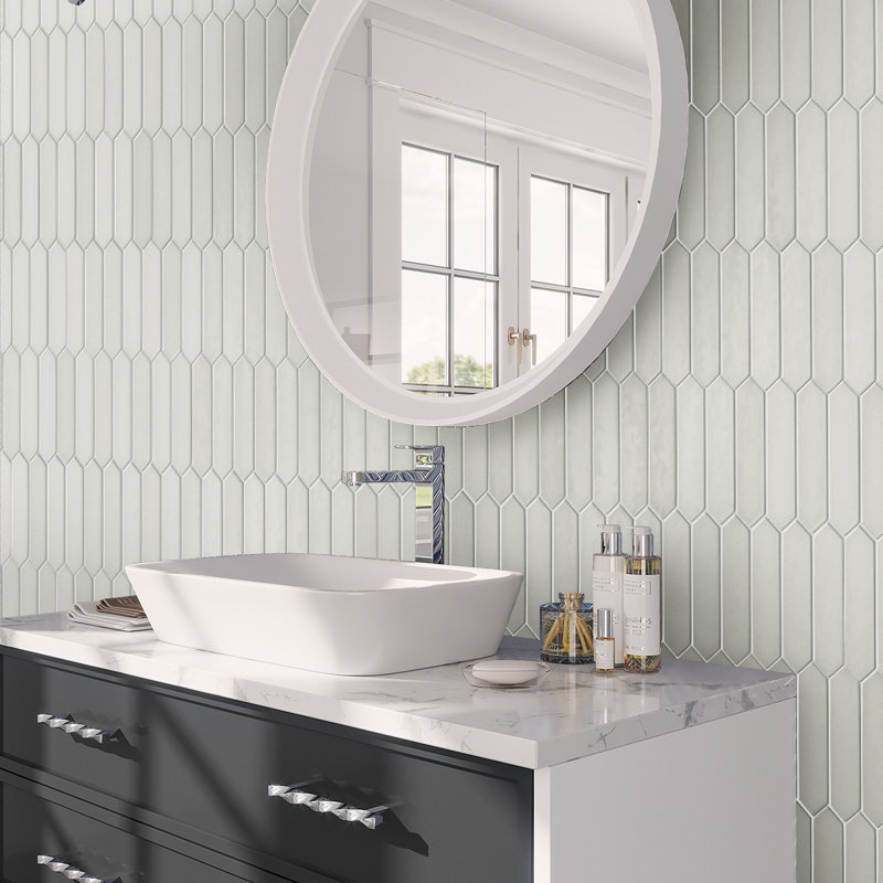 Festa 1.7'' W x 9.6'' L Ceramic Singular Tile, Pearl White