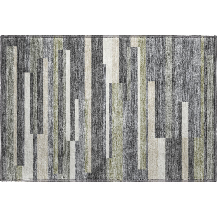 Premium Machine Washable Prisco Charcoal Rug