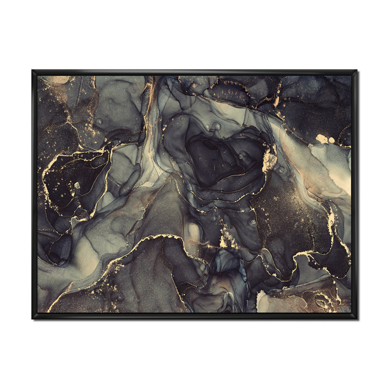 «Black Gold Infusion», reproduction d'art sur toile, H 24 po x l 32 po, Cadre flottant noir