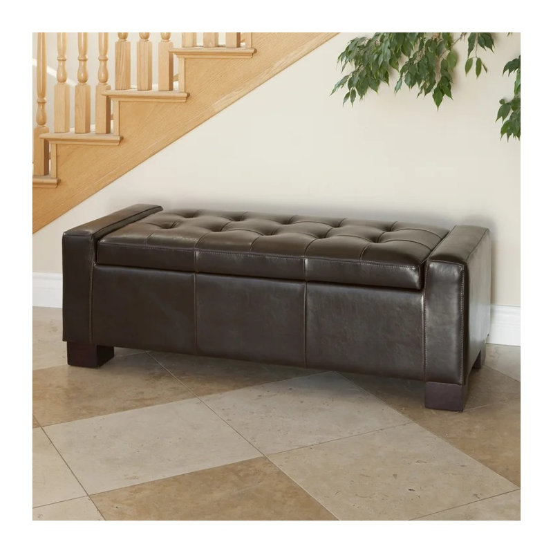 Banc de rangement avec repose-pieds brun en polyuréthane 51 po