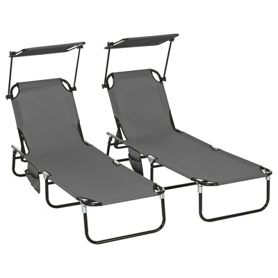 74.75 " Long Reclining Chaise Lounge Set by Outsunny
