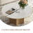 36'' Modern Coffee Table with Polygonal Wooden Base, Faux Marble Round White Coffee Table for Living Room, Office