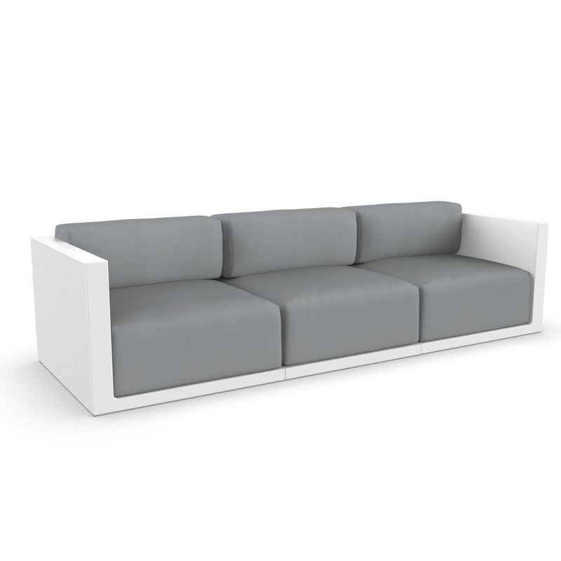 Gatsby 114" Wide Outdoor Patio Sofa with Cushions, Ecru, Nautical Taupe